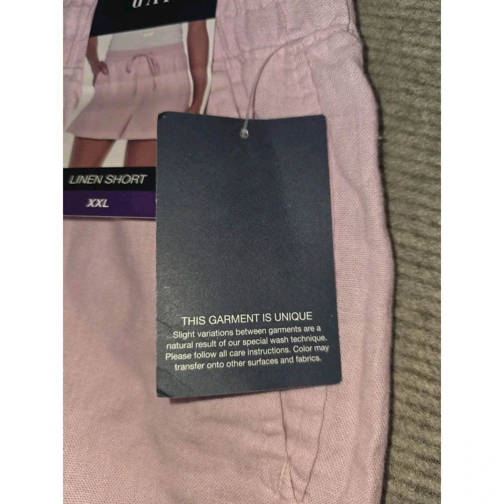 Gap Womens Linen Pull On Shorts Pink Linen Blend Relaxed Pockets Plus Size XXL
